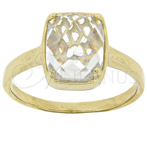 Anillo Multi Piedra 5.165.014.07 Oro Laminado, con Blanca Zirconia Cubica, Pulido, Tono Dorado (Size 7)