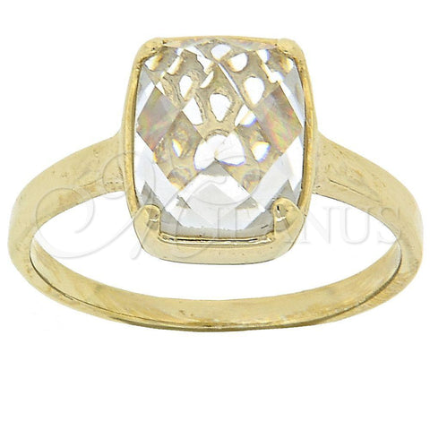 Anillo Multi Piedra 5.165.014.07 Oro Laminado, con Blanca Zirconia Cubica, Pulido, Tono Dorado (Size 7)
