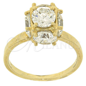 Anillo Multi Piedra 5.165.008.07 Oro Laminado, con Blanca Zirconia Cubica, Pulido, Tono Dorado (Size 7)