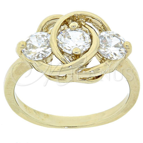 Anillo Multi Piedra 5.165.007.08 Oro Laminado, con Blanca Zirconia Cubica, Pulido, Tono Dorado (Size 8)