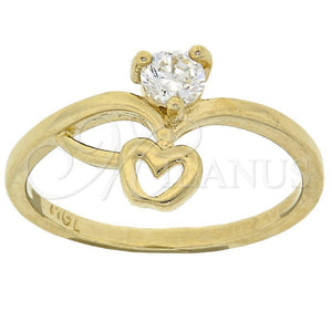 Anillo Multi Piedra 5.166.033.09 Oro Laminado, Diseño de Manzana, con Blanca Zirconia Cubica, Pulido, Tono Dorado (Size 9)