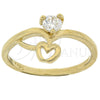 Anillo Multi Piedra 5.166.033.09 Oro Laminado, Diseño de Manzana, con Blanca Zirconia Cubica, Pulido, Tono Dorado (Size 9)