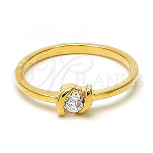 Anillo Multi Piedra 5.166.028.07 Oro Laminado, Diseño de Solitario, con Blanca Zirconia Cubica, Pulido, Tono Dorado (Size 7)