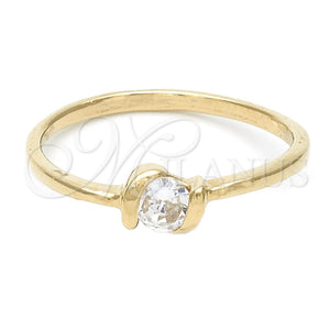 Anillo Multi Piedra 5.166.028.09 Oro Laminado, Diseño de Solitario, con Blanca Zirconia Cubica, Pulido, Tono Dorado (Size 9)