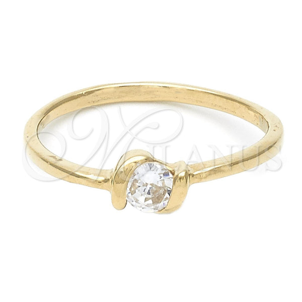 Anillo Multi Piedra 5.166.028.09 Oro Laminado, Diseño de Solitario, con Blanca Zirconia Cubica, Pulido, Tono Dorado (Size 9)