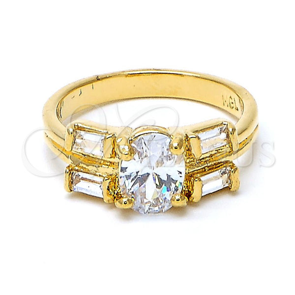 Anillo Multi Piedra 5.166.008.09 Oro Laminado, con Blanca Zirconia Cubica, Pulido, Tono Dorado (Size 9)