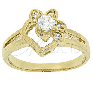 Anillo Multi Piedra 5.166.013.08 Oro Laminado, Diseño de Flor, con Blanca Zirconia Cubica, Pulido, Tono Dorado (Size 8)