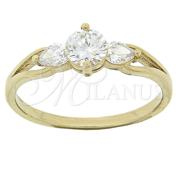 Anillo Multi Piedra 5.166.034.07 Oro Laminado, con Blanca Zirconia Cubica, Pulido, Tono Dorado (Size 7)