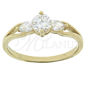Anillo Multi Piedra 5.166.034.09 Oro Laminado, con Blanca Zirconia Cubica, Pulido, Tono Dorado (Size 9)