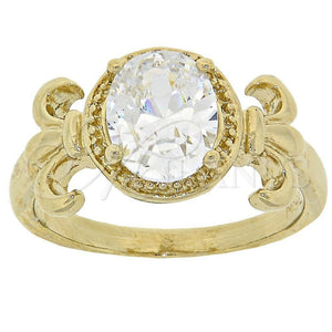 Anillo Multi Piedra 5.167.018.09 Oro Laminado, con Blanca Zirconia Cubica, Pulido, Tono Dorado (Size 9)