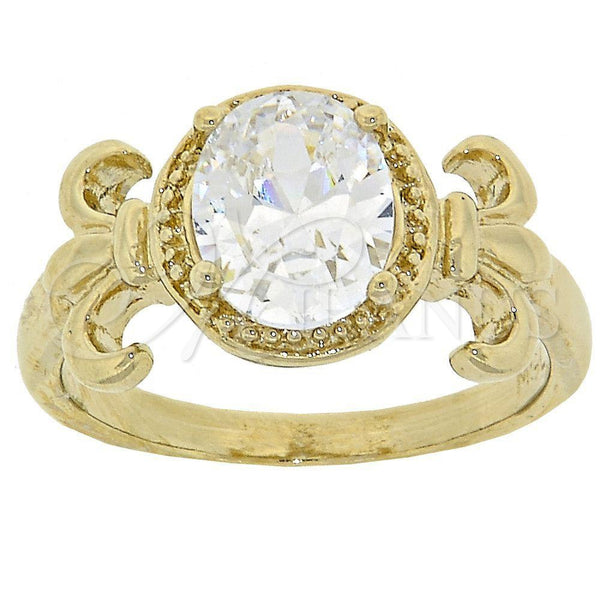 Anillo Multi Piedra 5.167.018.09 Oro Laminado, con Blanca Zirconia Cubica, Pulido, Tono Dorado (Size 9)