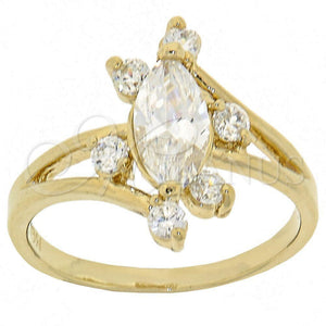 Anillo Multi Piedra 5.167.020.07 Oro Laminado, con Blanca Zirconia Cubica, Pulido, Tono Dorado (Size 7)