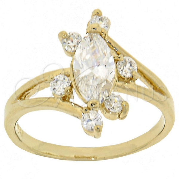 Anillo Multi Piedra 5.167.020.08 Oro Laminado, con Blanca Zirconia Cubica, Pulido, Tono Dorado (Size 8)