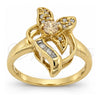 Anillo Multi Piedra 5.172.025.08 Oro Laminado, Diseño de Flor y Baguette, con Zirconia Cubica Chanpan Oscuro y Blanca, Pulido, Tono Dorado (Tamaño 8)