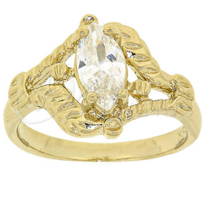 Anillo Multi Piedra 5.165.004.08 Oro Laminado, con Blanca Zirconia Cubica, Diamantado, Tono Dorado (Size 8)