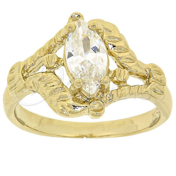 Anillo Multi Piedra 5.165.004.08 Oro Laminado, con Blanca Zirconia Cubica, Diamantado, Tono Dorado (Size 8)