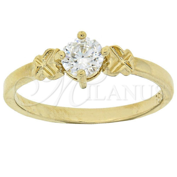 Anillo Multi Piedra 5.166.031.07 Oro Laminado, Diseño de Solitario, con Blanca Zirconia Cubica, Diamantado, Tono Dorado (Size 7)