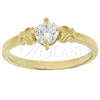 Anillo Multi Piedra 5.166.031.08 Oro Laminado, Diseño de Solitario, con Blanca Zirconia Cubica, Diamantado, Tono Dorado (Size 8)