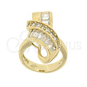 Anillo Multi Piedra 5.054.012.08 Oro Laminado, con Blanca Zirconia Cubica, Pulido, Tono Dorado (Size 8)