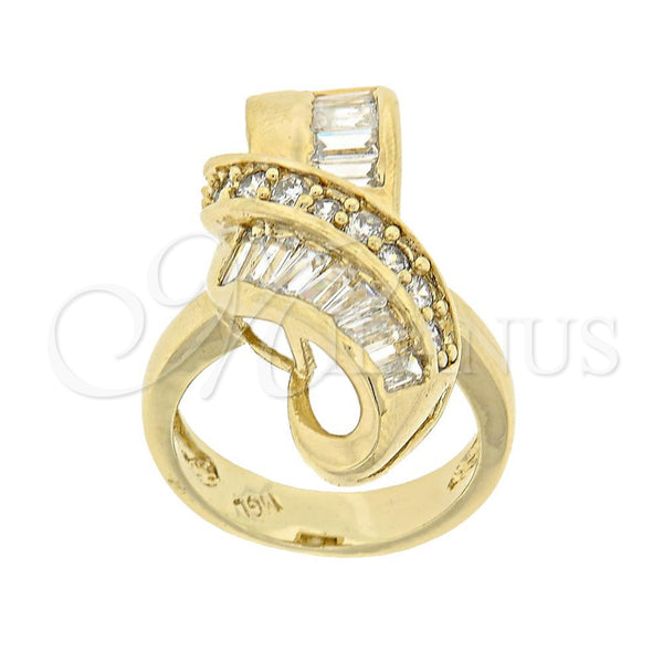 Anillo Multi Piedra 5.054.012.08 Oro Laminado, con Blanca Zirconia Cubica, Pulido, Tono Dorado (Size 8)
