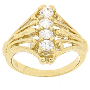 Anillo Multi Piedra 5.167.014.07 Oro Laminado, con Blanca Zirconia Cubica, Pulido, Tono Dorado (Size 7)