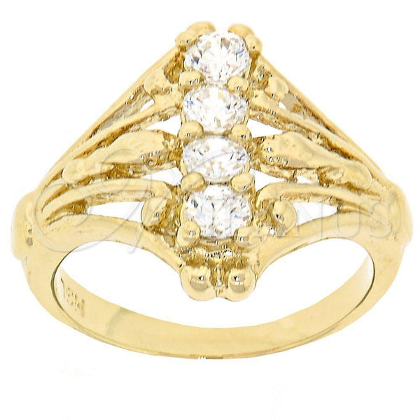 Anillo Multi Piedra 5.167.014.08 Oro Laminado, con Blanca Zirconia Cubica, Pulido, Tono Dorado (Size 8)