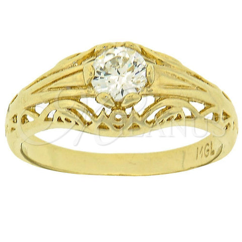 Anillo Multi Piedra 5.165.023.08 Oro Laminado, con Blanca Zirconia Cubica, Pulido, Tono Dorado (Size 8)