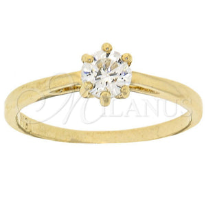 Anillo Multi Piedra 5.166.026.07 Oro Laminado, Diseño de Solitario, con Blanca Zirconia Cubica, Pulido, Tono Dorado (Size 7)