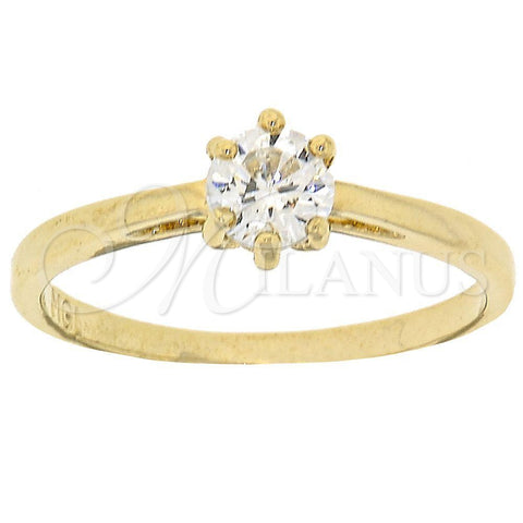 Anillo Multi Piedra 5.166.026.07 Oro Laminado, Diseño de Solitario, con Blanca Zirconia Cubica, Pulido, Tono Dorado (Size 7)