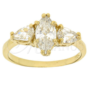 Anillo Multi Piedra 5.167.023.09 Oro Laminado, con Blanca Zirconia Cubica, Pulido, Tono Dorado (Size 9)