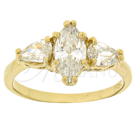 Anillo Multi Piedra 5.167.023.09 Oro Laminado, con Blanca Zirconia Cubica, Pulido, Tono Dorado (Size 9)