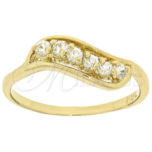 Anillo Multi Piedra 5.167.021.07 Oro Laminado, Diseño de Oja, con Blanca Zirconia Cubica, Pulido, Tono Dorado (Size 7)