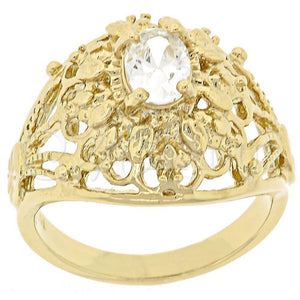 Anillo Multi Piedra 5.165.010.07 Oro Laminado, con Blanca Zirconia Cubica, Diamantado, Tono Dorado (Size 7)