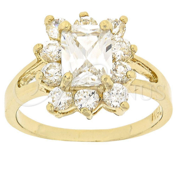 Anillo Multi Piedra 5.055.008.09 Oro Laminado, con Blanca Zirconia Cubica, Pulido, Tono Dorado (Size 9)