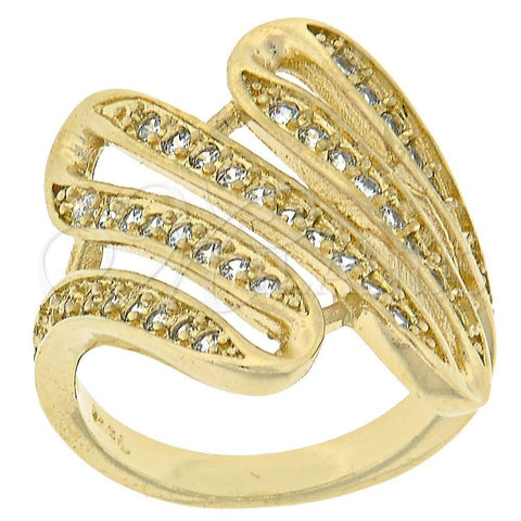 Anillo Multi Piedra 5.174.028.07 Oro Laminado, con Blanca Zirconia Cubica, Pulido, Tono Dorado (Size 7)