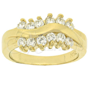 Anillo Multi Piedra 5.167.001.08 Oro Laminado, con Blanca Zirconia Cubica, Pulido, Tono Dorado (Size 8)