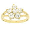 Anillo Multi Piedra 5.167.007.09 Oro Laminado, Diseño de Flor, con Blanca Zirconia Cubica, Pulido, Tono Dorado (Size 9)