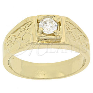 Anillo Multi Piedra 5.175.035.07 Oro Laminado, Diseño de Solitario, con Blanca Zirconia Cubica, Diamantado, Tono Dorado (Size 7)