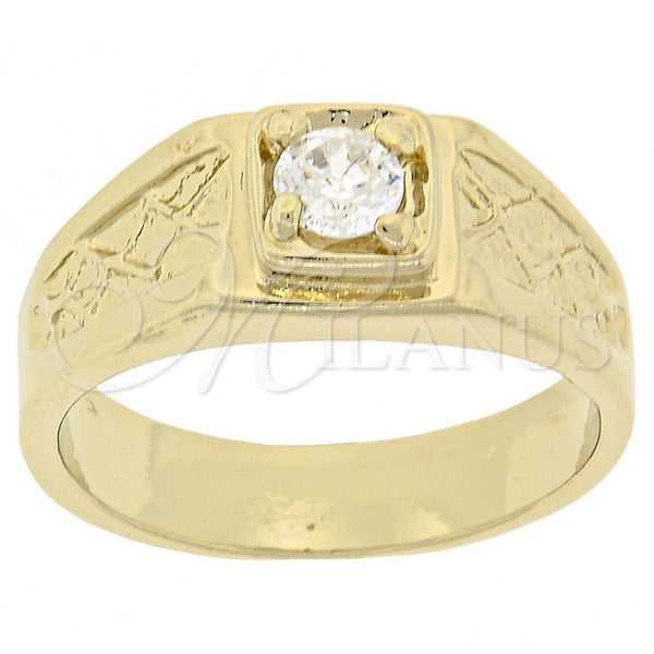 Anillo Multi Piedra 5.175.035.07 Oro Laminado, Diseño de Solitario, con Blanca Zirconia Cubica, Diamantado, Tono Dorado (Size 7)