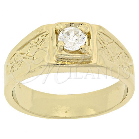 Anillo Multi Piedra 5.175.035.07 Oro Laminado, Diseño de Solitario, con Blanca Zirconia Cubica, Diamantado, Tono Dorado (Size 7)