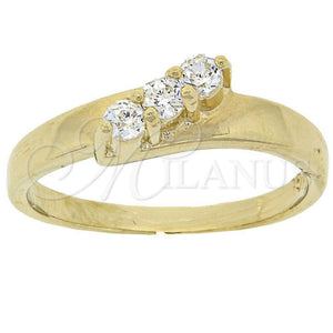 Anillo Multi Piedra 5.166.017.06 Oro Laminado, con Blanca Zirconia Cubica, Pulido, Tono Dorado (Size 6)