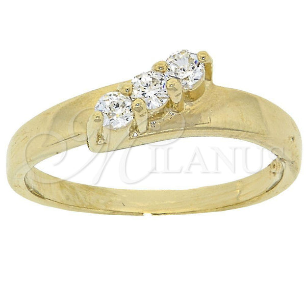 Anillo Multi Piedra 5.166.017.06 Oro Laminado, con Blanca Zirconia Cubica, Pulido, Tono Dorado (Size 6)
