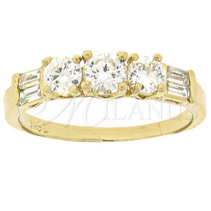 Anillo de Boda 5.164.023.07 Oro Laminado, Diseño de Baguette, con Blanca Zirconia Cubica, Pulido, Tono Dorado (Size 7)