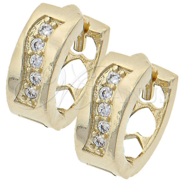 Argolla Huggie 5.131.007.2 Oro Laminado, con Blanca Zirconia Cubica, Pulido, Tono Dorado