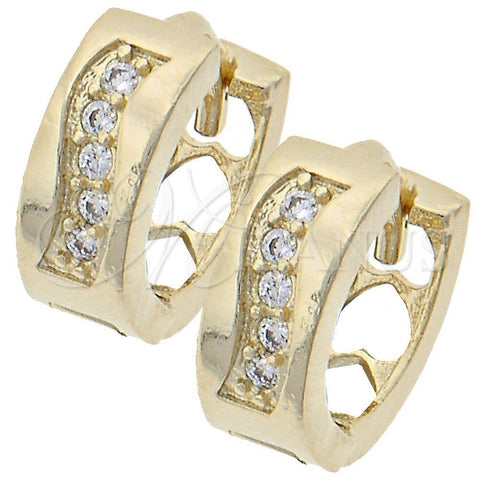 Argolla Huggie 5.131.007.2 Oro Laminado, con Blanca Zirconia Cubica, Pulido, Tono Dorado