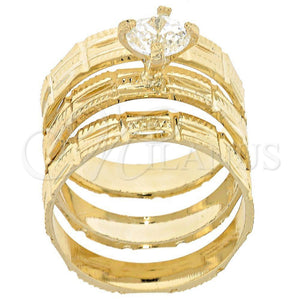 Anillo de Boda 5.164.003.06 Oro Laminado, Diseño de Triple, con Blanca Zirconia Cubica, Diamantado, Tono Dorado (Size 6)
