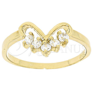 Anillo Multi Piedra 5.165.021.07 Oro Laminado, Diseño de Corazón, con Blanca Zirconia Cubica, Pulido, Tono Dorado (Size 7)