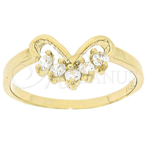 Anillo Multi Piedra 5.165.021.08 Oro Laminado, Diseño de Corazón, con Blanca Zirconia Cubica, Pulido, Tono Dorado (Size 8)