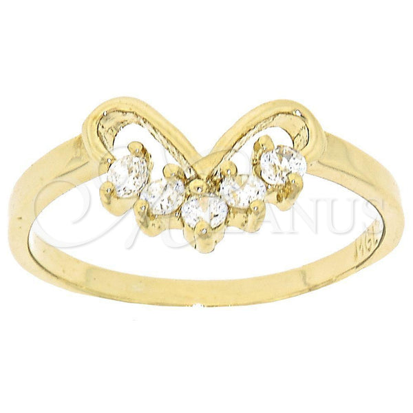 Anillo Multi Piedra 5.165.021.09 Oro Laminado, Diseño de Corazón, con Blanca Zirconia Cubica, Pulido, Tono Dorado (Size 9)