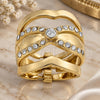 Anillo de Boda 5.164.005.06 Oro Laminado, Diseño de Triple, con Cristal Blanca, Pulido, Tono Dorado (Tamaño 6)